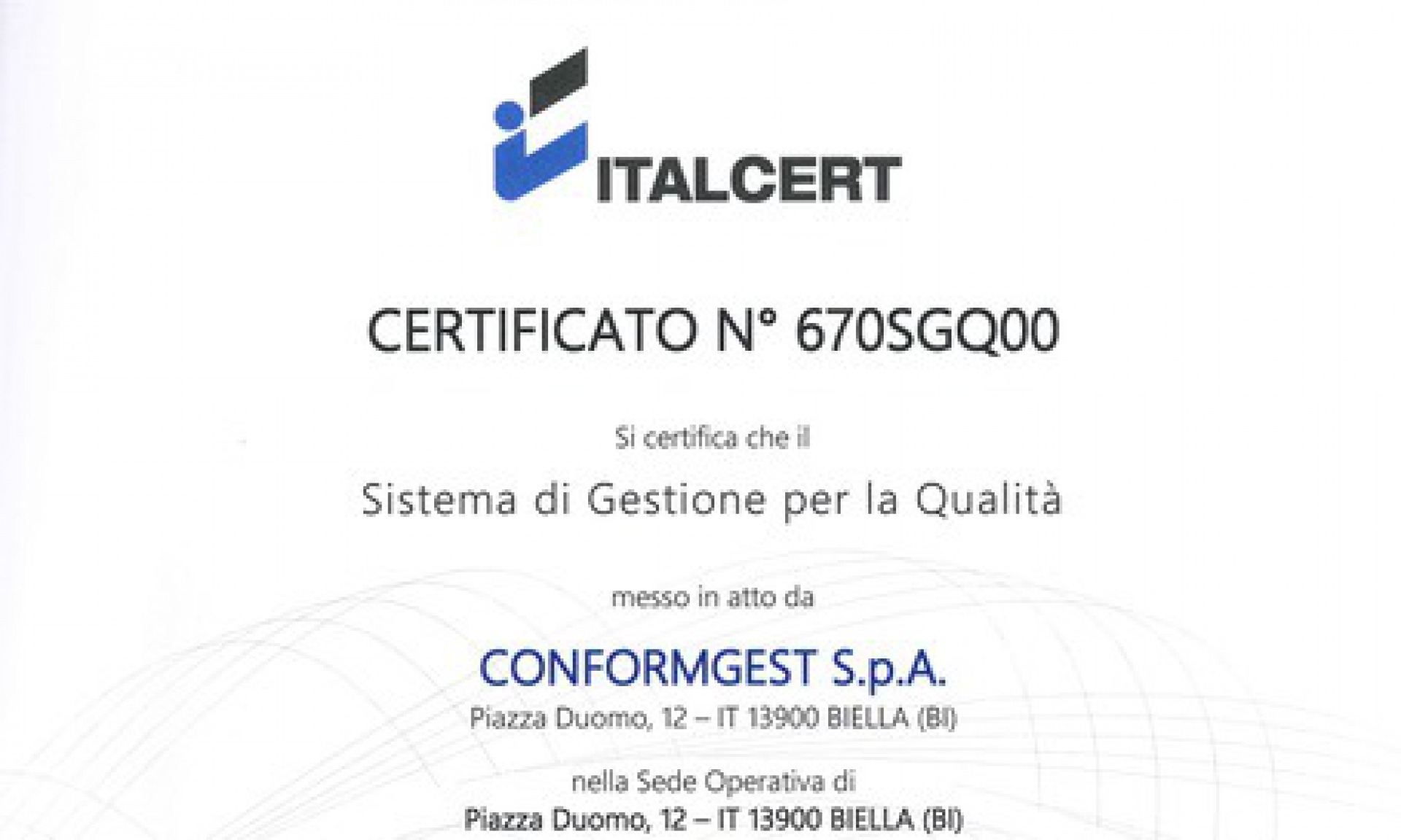 ConformGest ottiene la Certificazione ITALCERT UNI EN ISO 9001-2015 | Conformgest