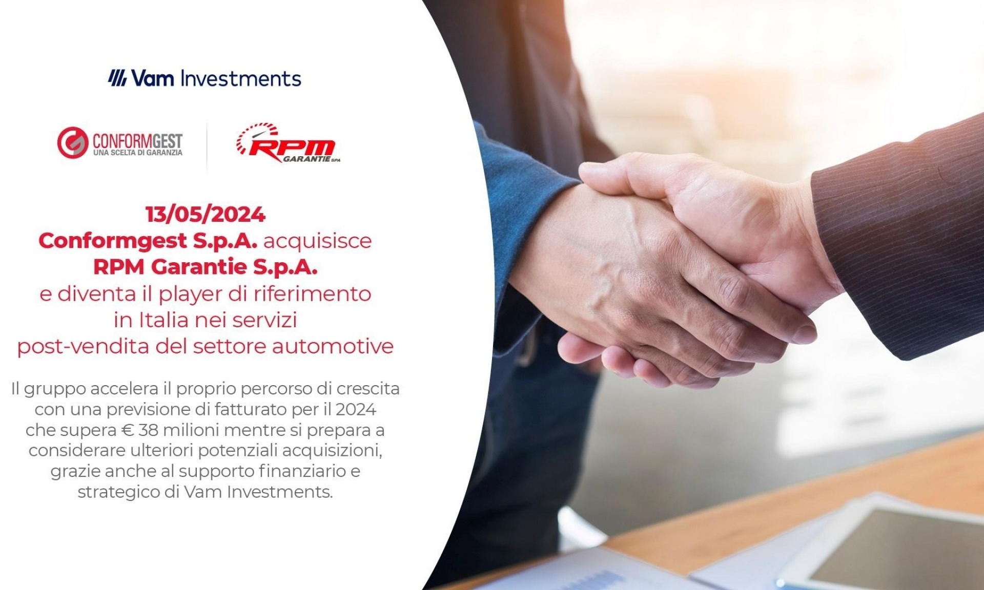 ConformGest (VAM Investments e famiglia Pinzano) acquisisce RPM Garantie | Conformgest
